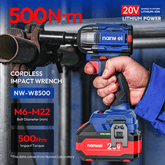 20V 1/2in 500 N·m (369 lb-ft) Impact Wrench W/Battery and Charger - W8500
