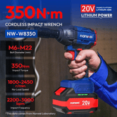 20V 1/2in Impact Wrench W/Battery and Charger - W8350