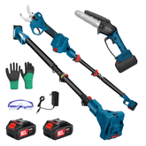 Max 8FT Extendable Pole Kit with 6” Cordless Mini Chainsaw & Electric Pruning Shears Limb Branch Cutter Pruner-1