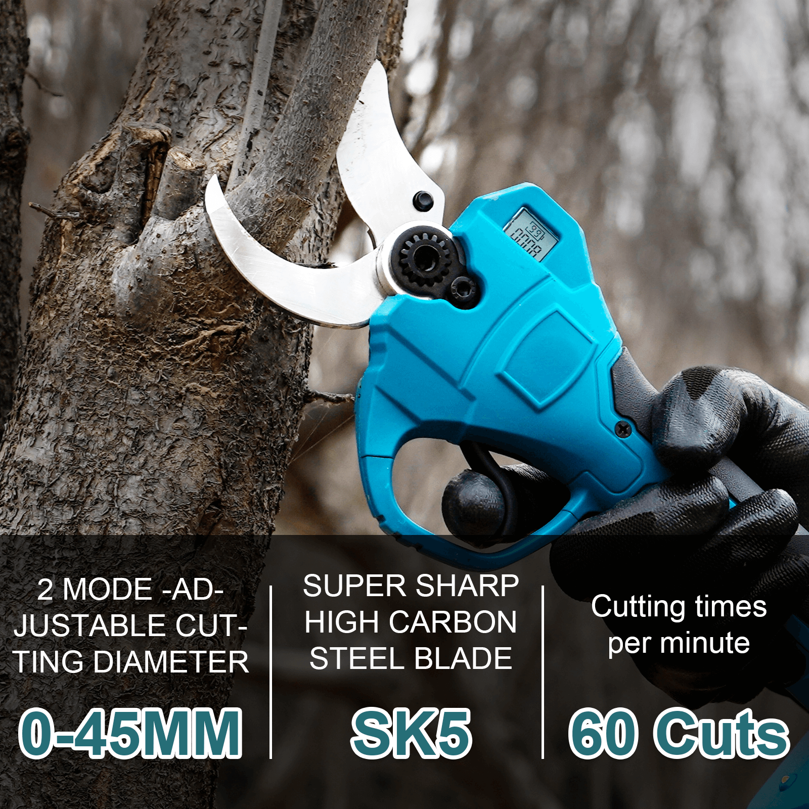 1.77″ Cordless Electric Pruning Shears – 21V Battery Powered-2