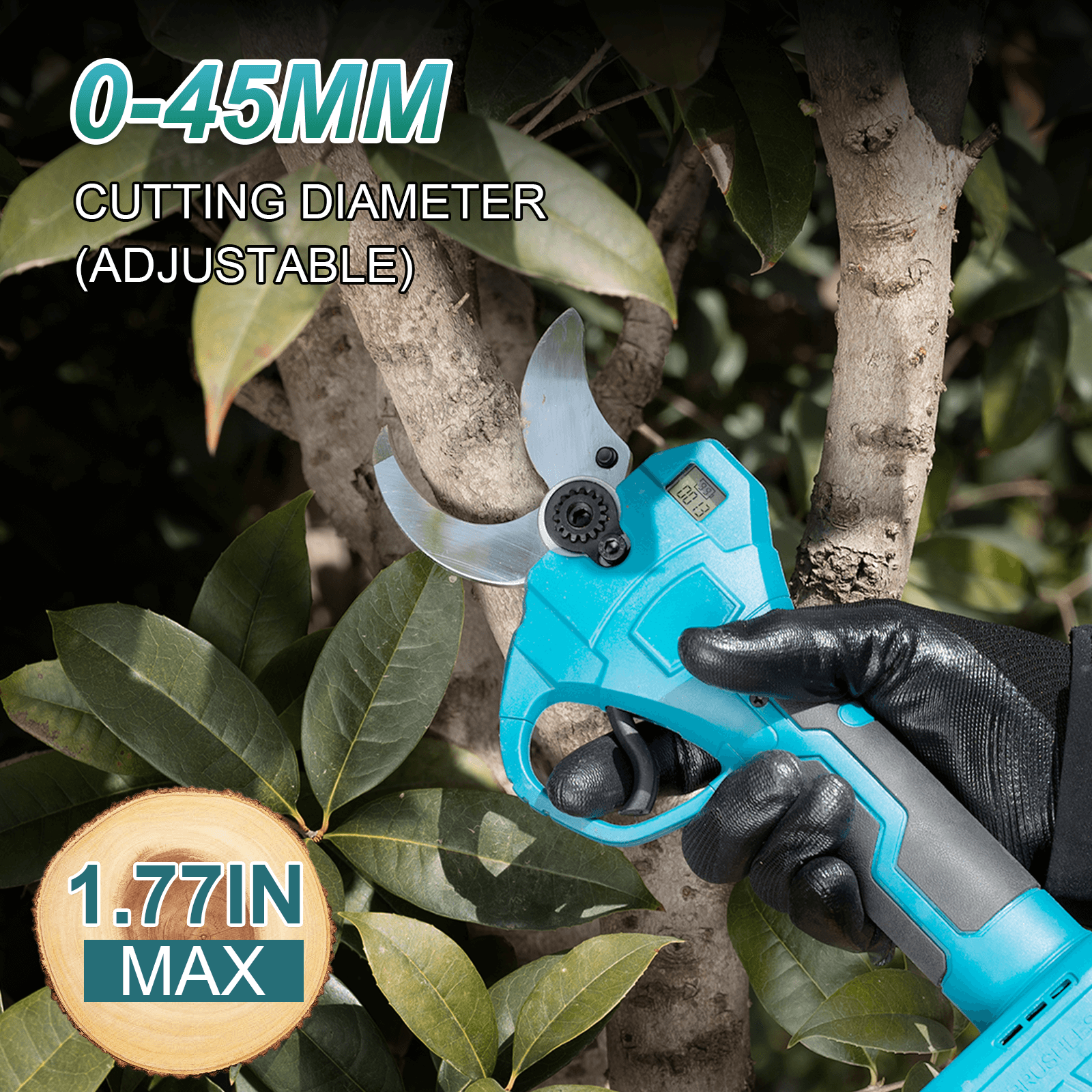 1.77″ Cordless Electric Pruning Shears – 21V Battery Powered-5