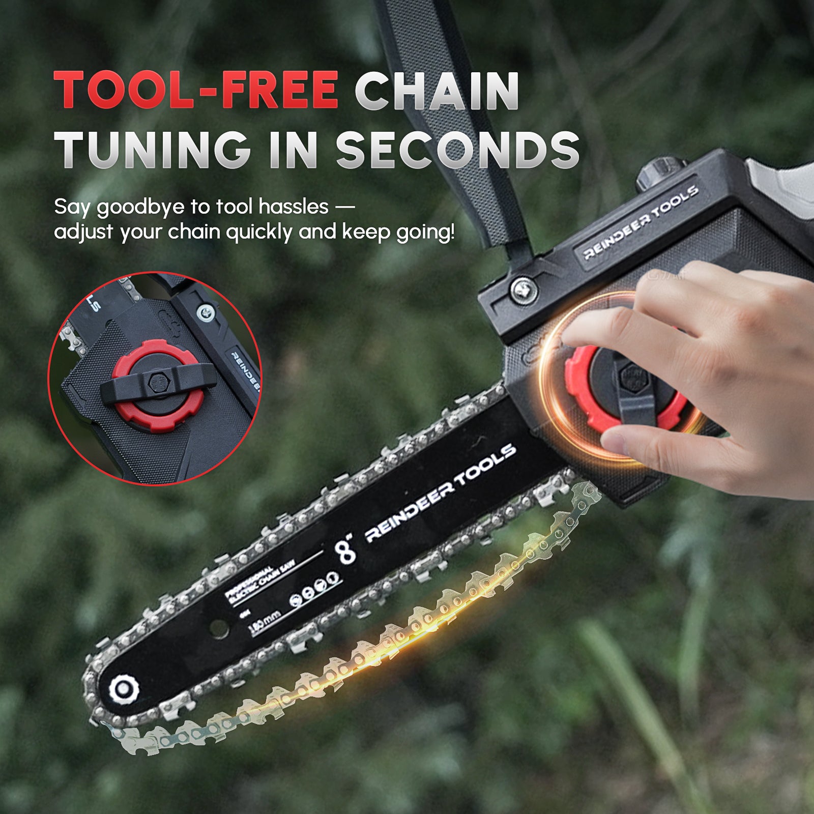 Reindeer Tools Dasher Cordless Mini Chainsaw – 6" / 8" Kit
