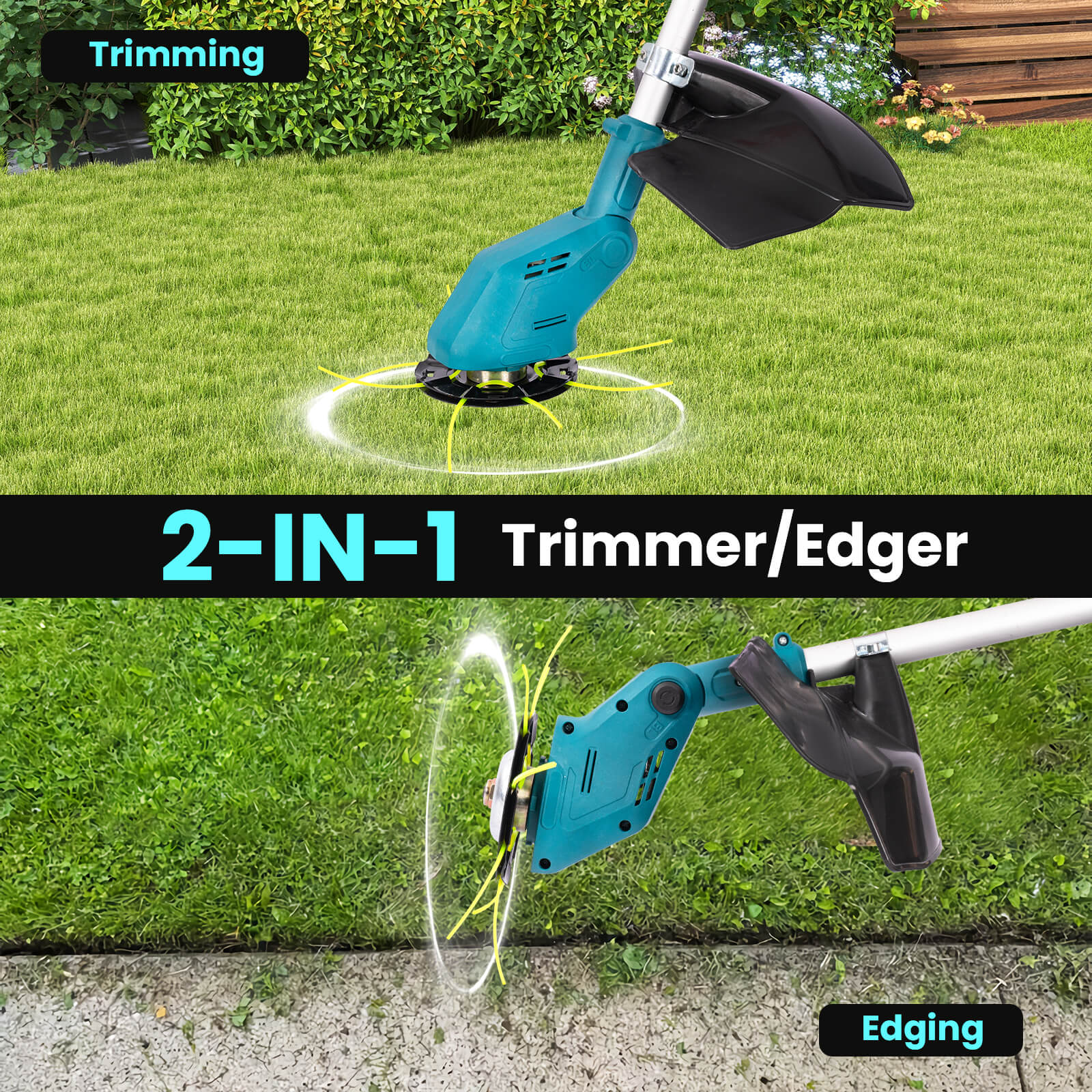 21V Cordless Brushless String Trimmer 3 In 1 W/3.0Ah Battery-3