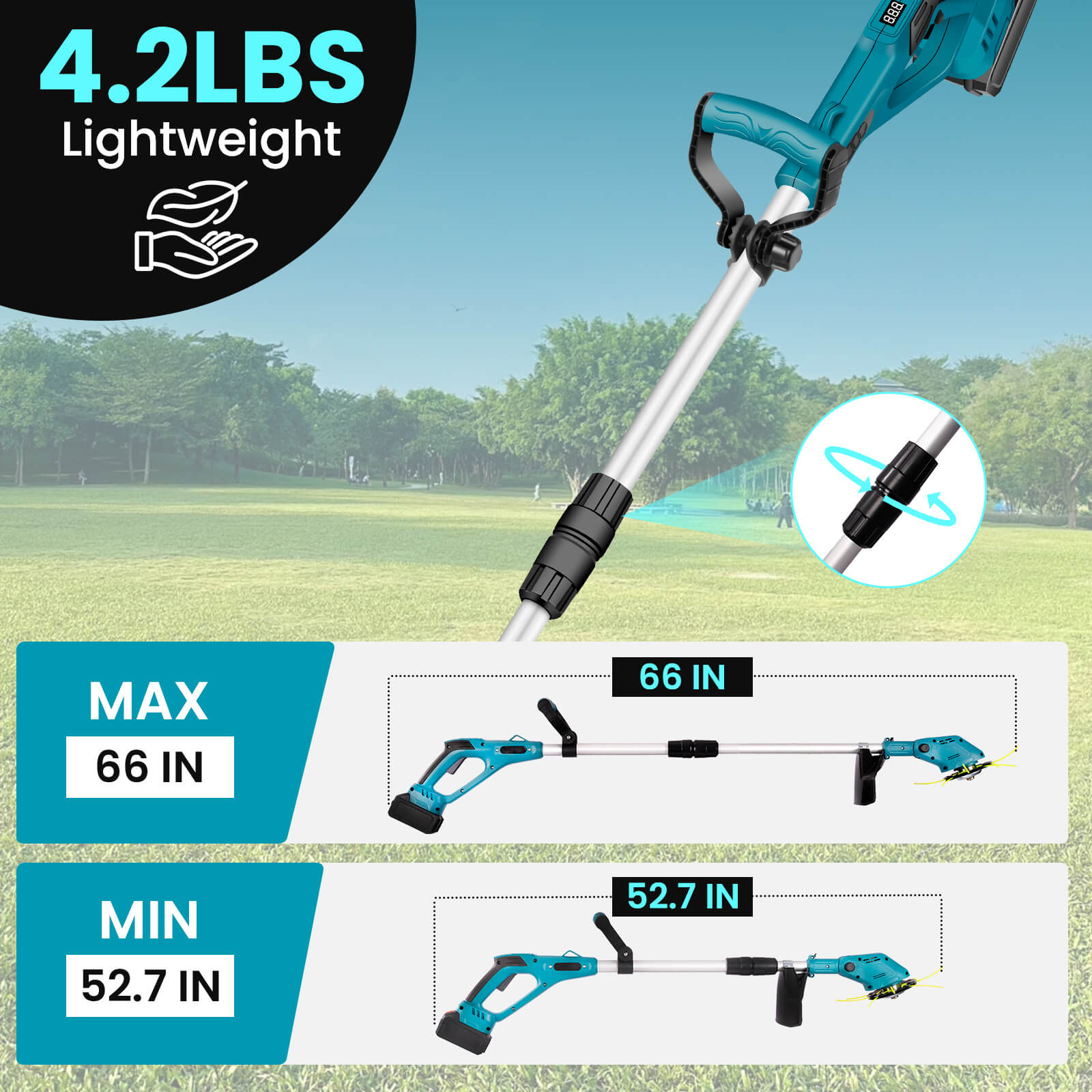 21V Cordless Brushless String Trimmer 3 In 1 W/3.0Ah Battery-7