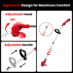 12V Cordless Electric Weed Wacker – 3-in-1 Brush Cutter & Grass Trimmer for Large Yards & Gardens-3