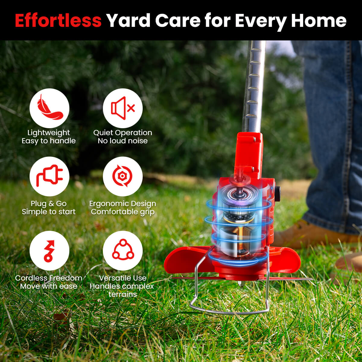 12V Cordless Electric Weed Wacker – 3-in-1 Brush Cutter & Grass Trimmer for Large Yards & Gardens-4