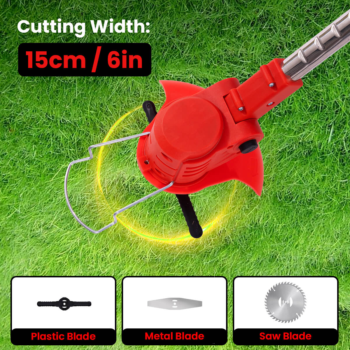 12V Cordless Electric Weed Wacker – 3-in-1 Brush Cutter & Grass Trimmer for Large Yards & Gardens-5