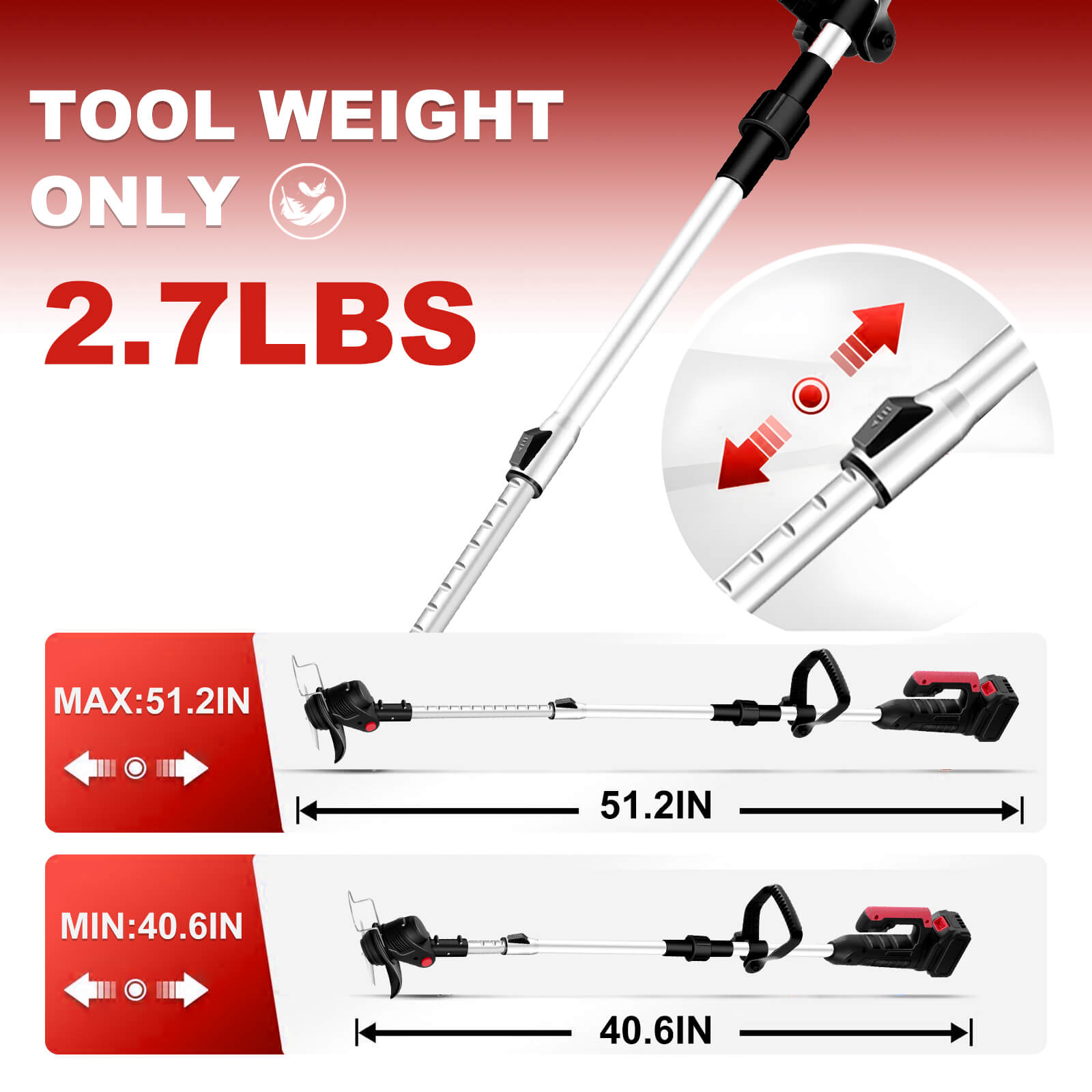 21V Cordless Foldable Weed Wacker 6 Inch 3 In 1 W/3.0Ah Battery-7