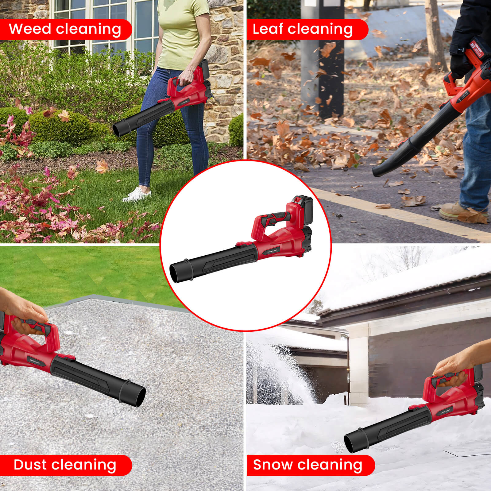 21V Electric Cordless Leaf Blower with 2*3.0Ah Batteries and Charger 6 Speed Mode for Lawn Care, Patio, Blowing Leaves-4