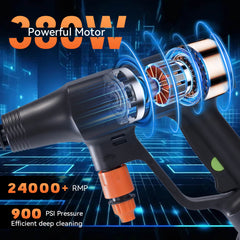 2*3000mAH Battery Portable High Pressure Washer with 6-in-1 Nozzel for Car/Floor/Fence/Sidewalk-2