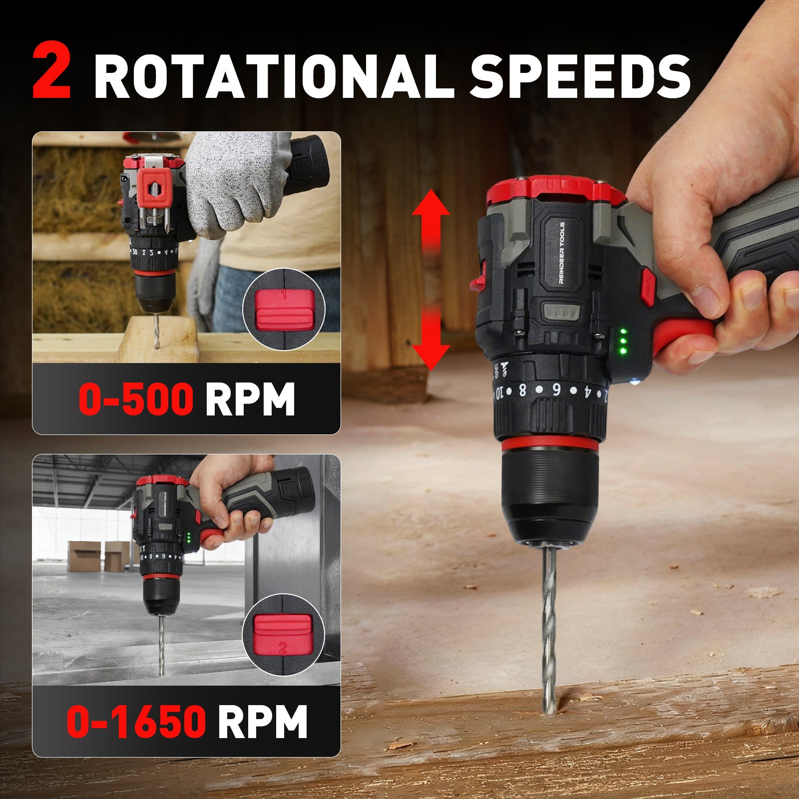 Reindeer Tools Rudolph 16V 3/8" Cordless Impact Drill Driver Kit-3