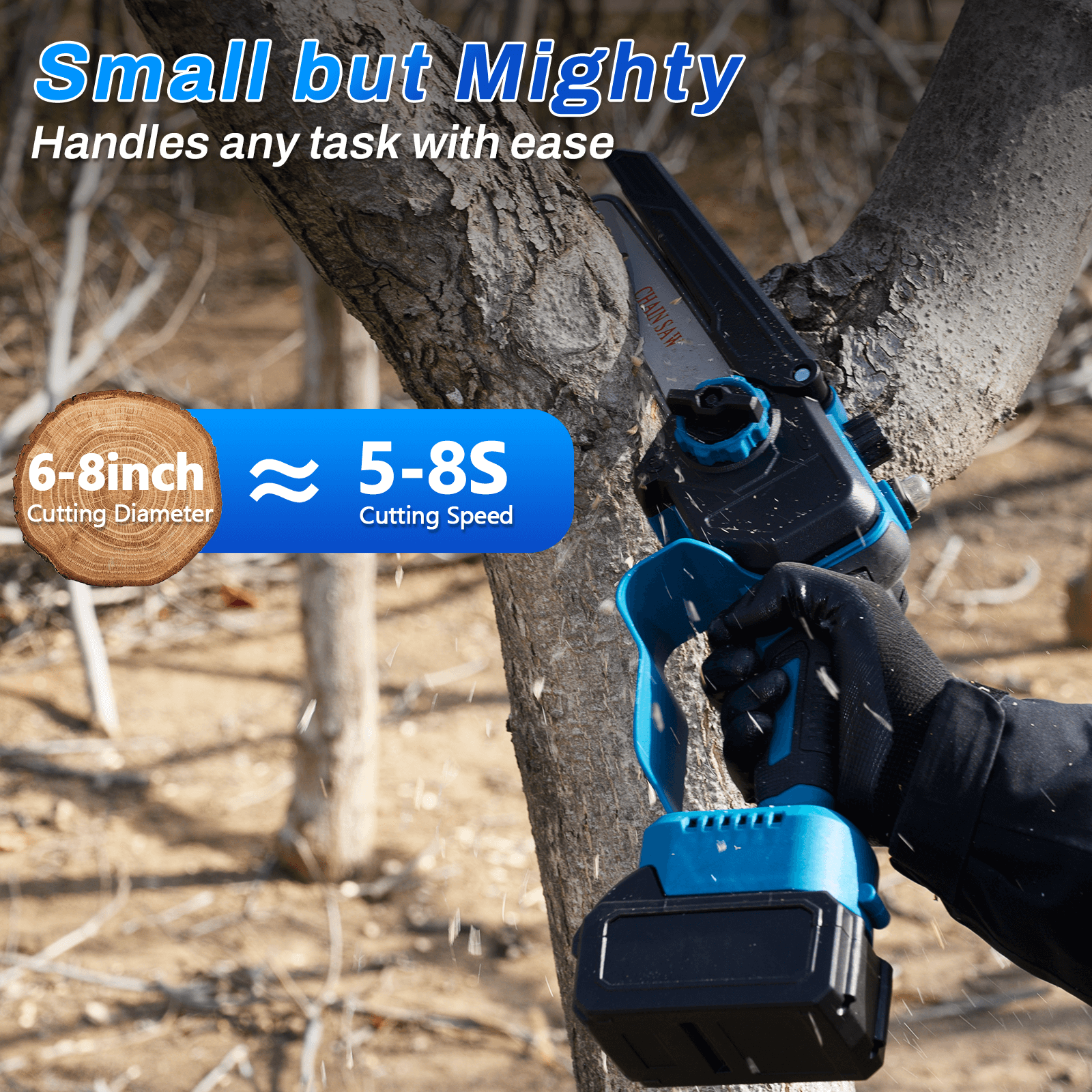 6-8 In Auto Oiler Battery-Powered Cordless Brushless Mini Chainsaw for DIY & Landscaping-1