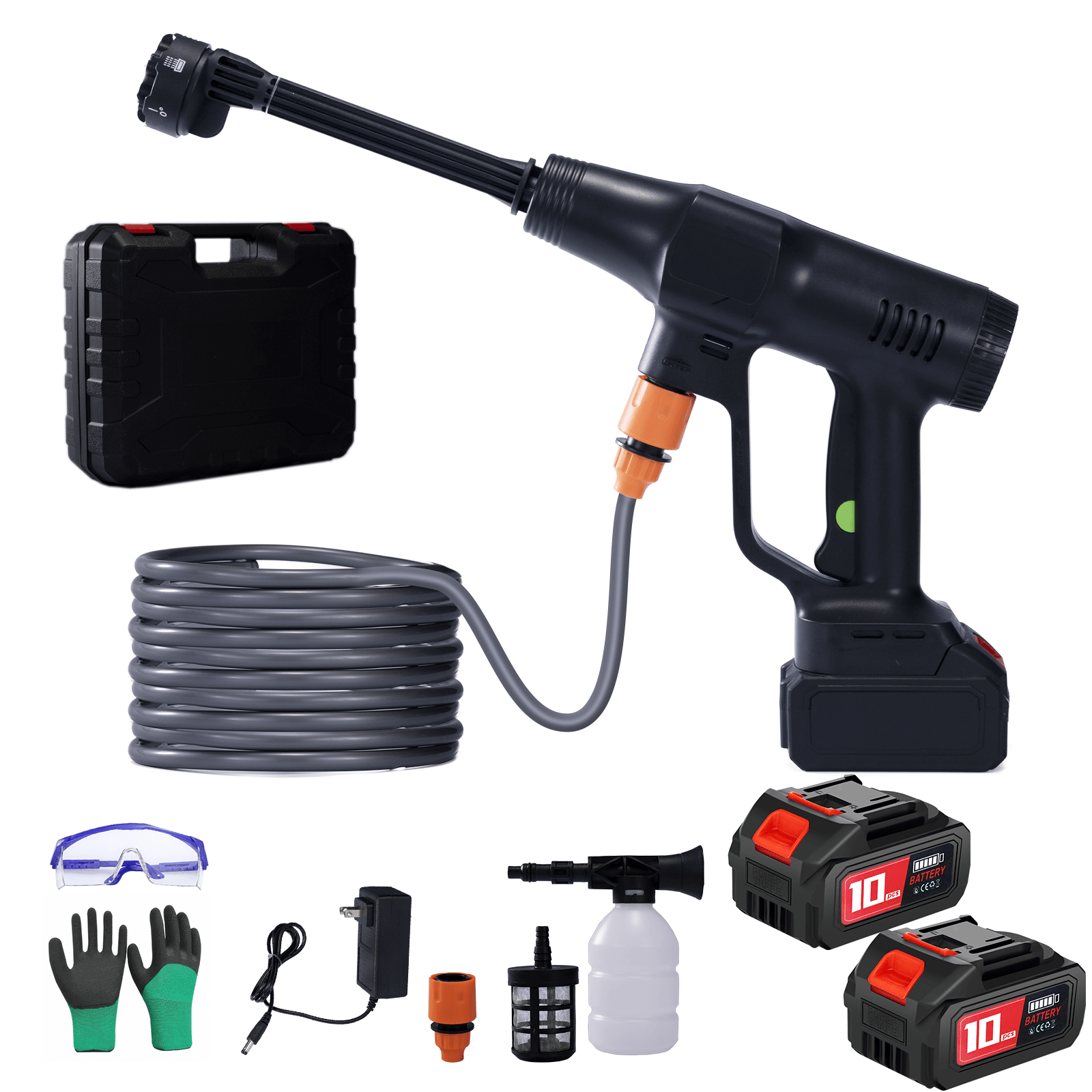 Black Cordless Pressure Washer 6-in-1 Cordless Power Washer Versatile Cleaning for Car, Patio & More-1