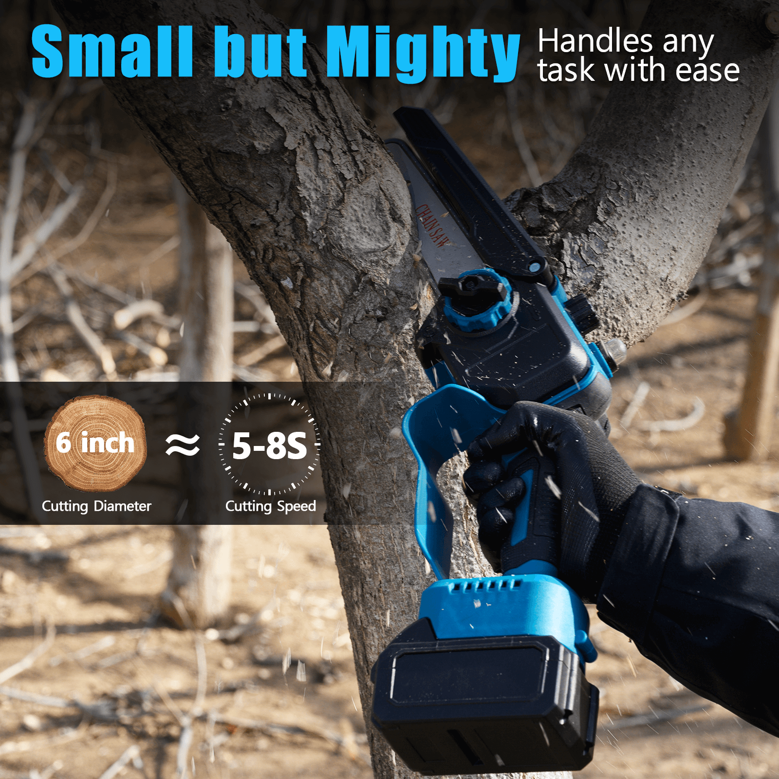 Brushless Motor 6" Cordless Electric Mini Chainsaw with Auto Oiler for Garden & Yard-4