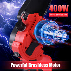 Brushless Motor 8" Cordless Electric Mini Chainsaw Auto Oiler for Garden & Yard-2