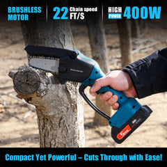 Cordless Brushless Mini Chainsaw 4" – 3.0Ah Battery-3