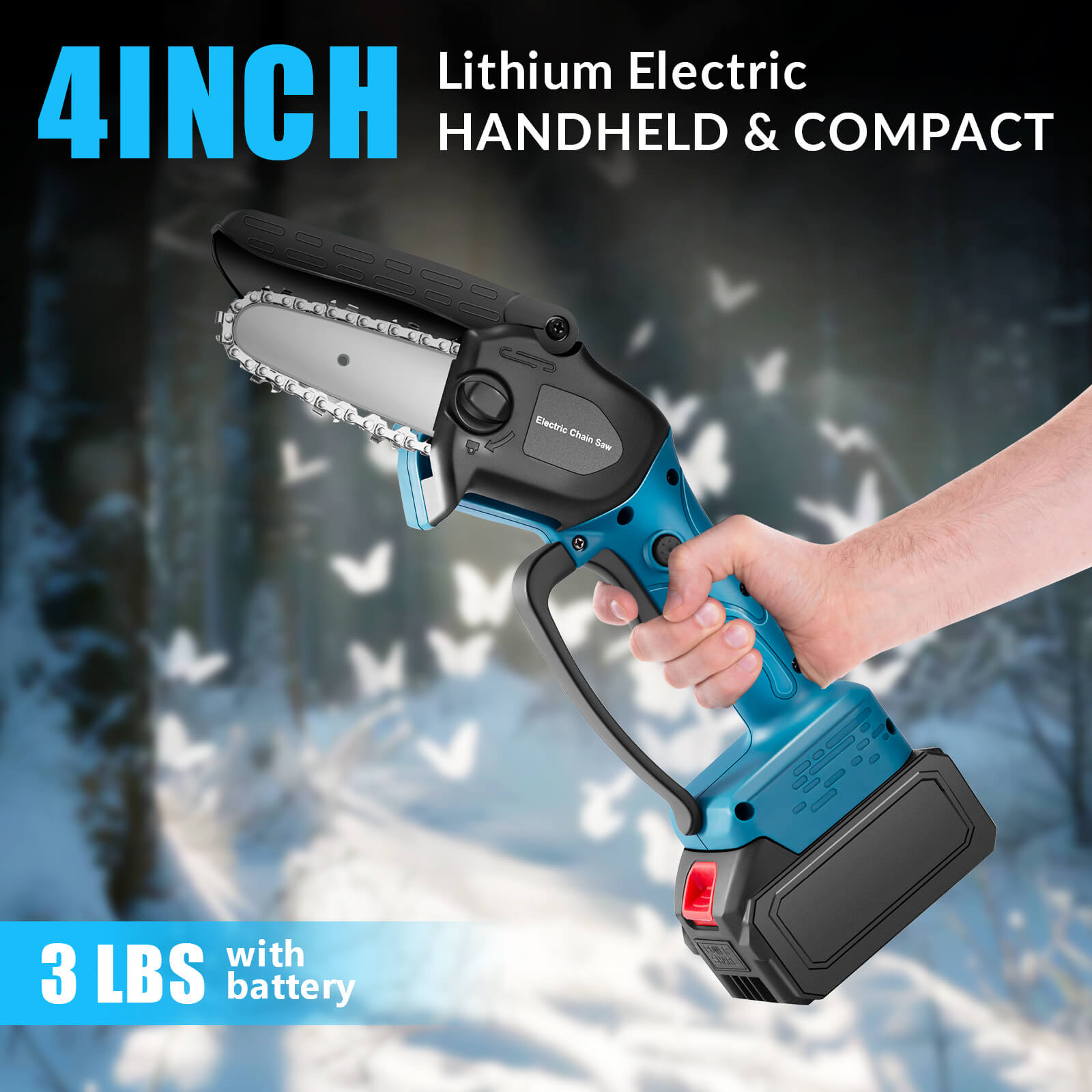 Cordless Brushless Mini Chainsaw 4" – 3.0Ah Battery-5