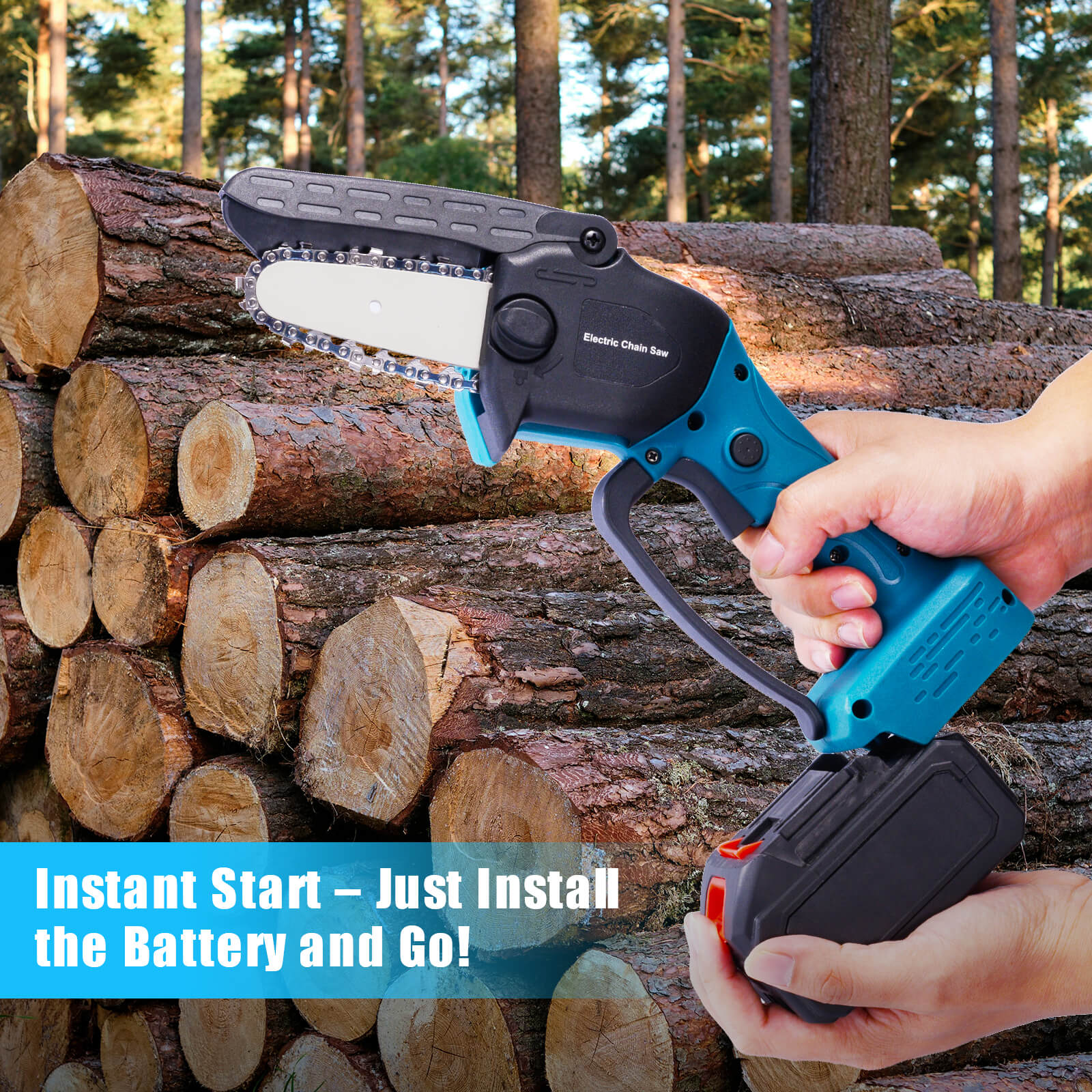 Cordless Brushless Mini Chainsaw 4" – 3.0Ah Battery-6