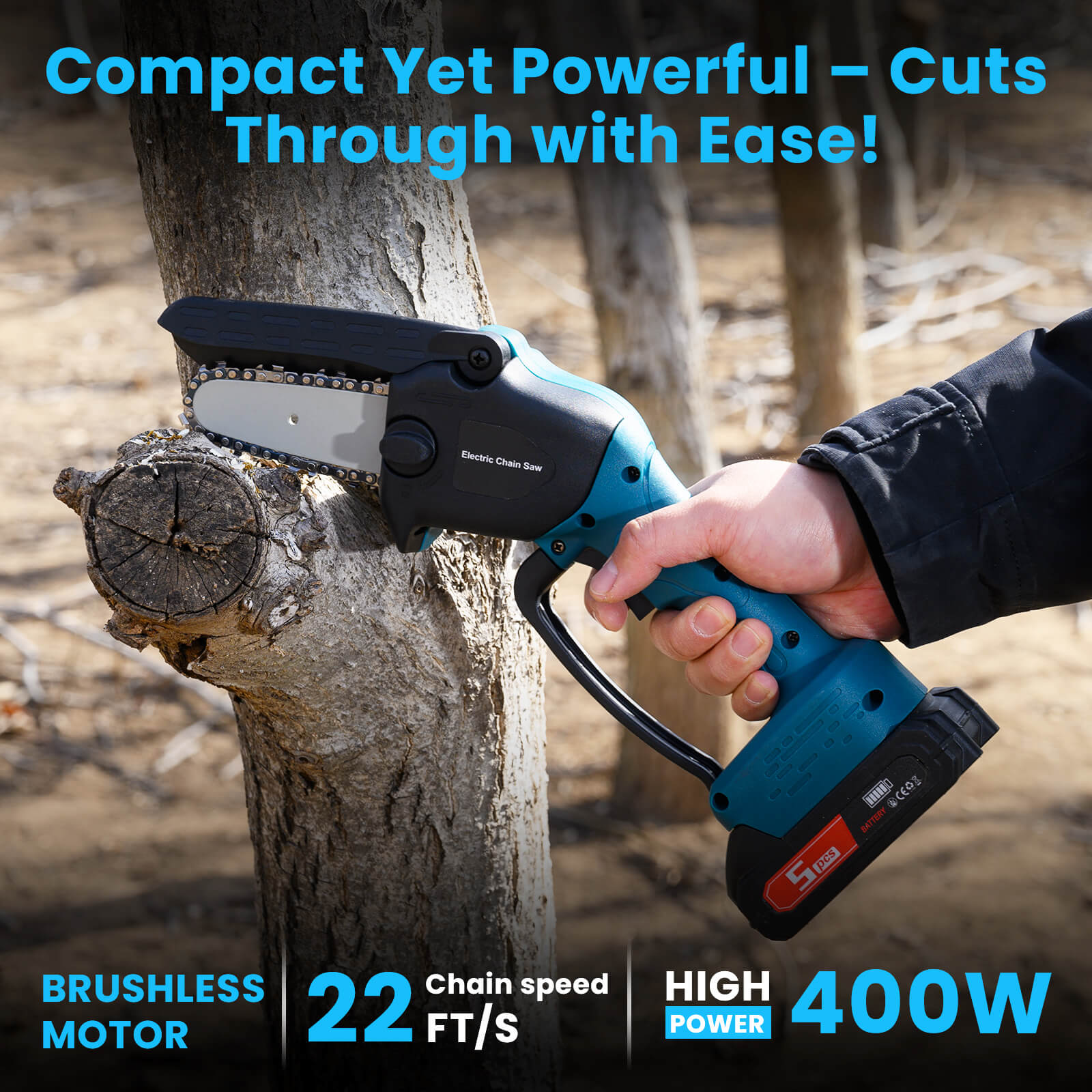 Cordless Brushless Mini Chainsaw 4"  for DIY, Pruning & Wood Cutting-4