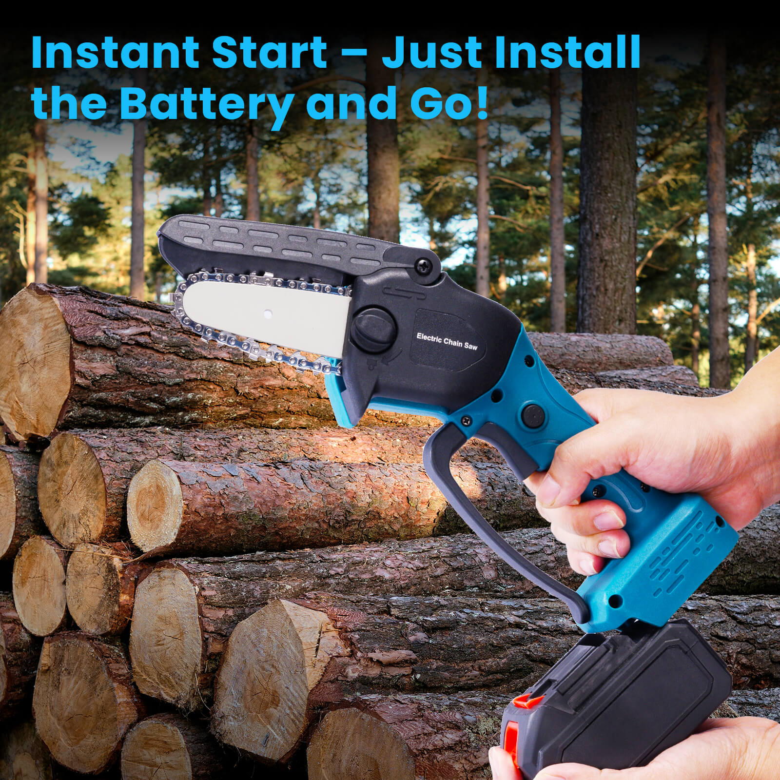 Cordless Brushless Mini Chainsaw 4"  for DIY, Pruning & Wood Cutting-6