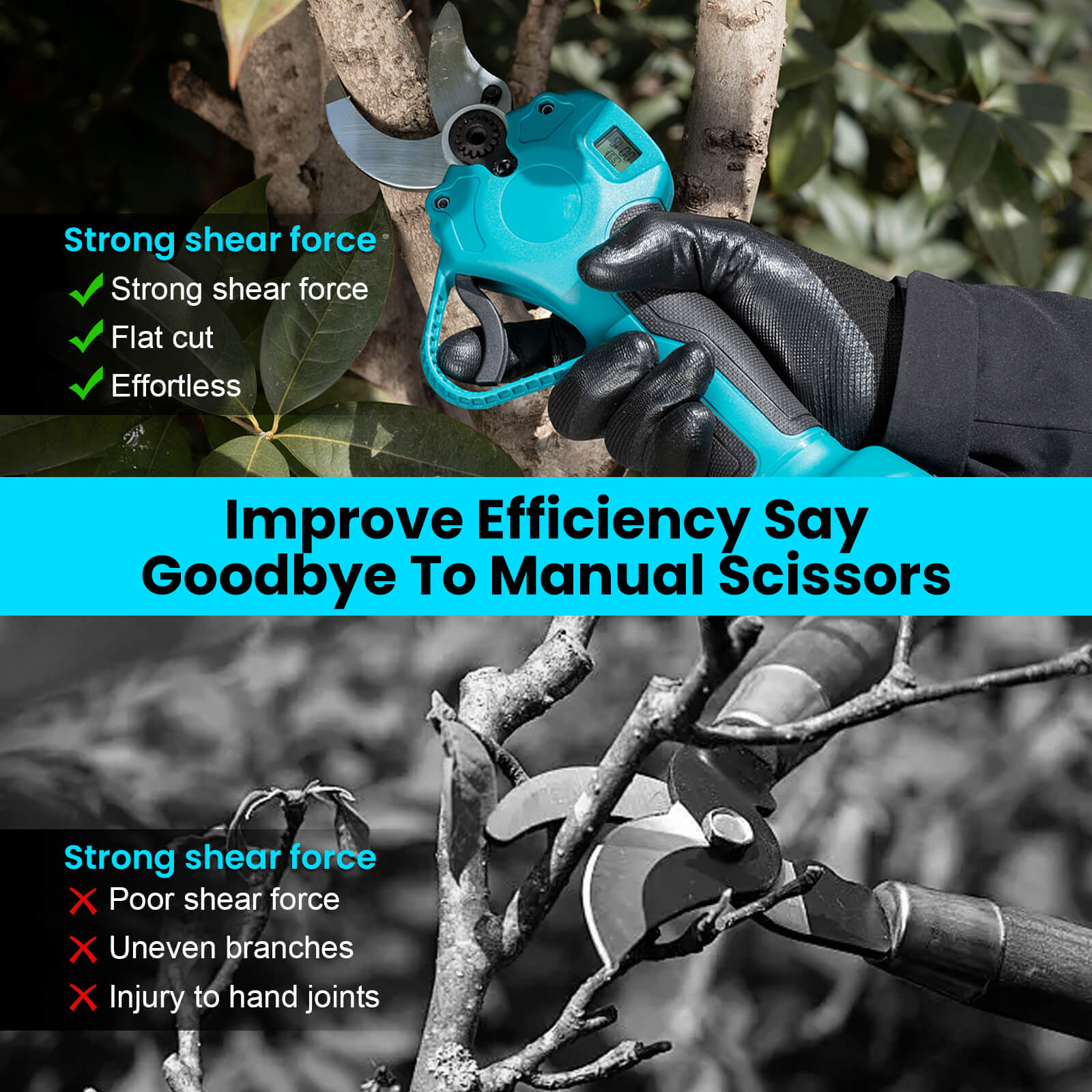 Cordless Electric Pruning Shears 1.37″(35mm) For DIY & Landscaping-5