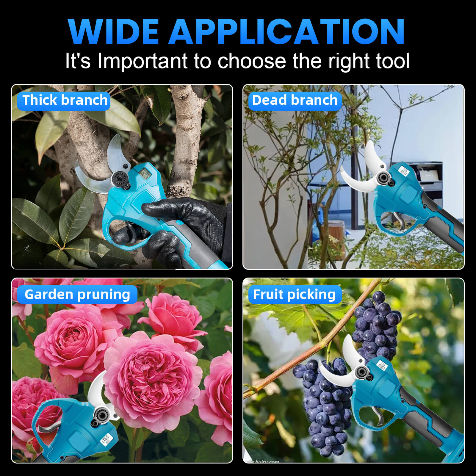 Cordless Electric Pruning Shears 1.77″ 2*21V Battery-Powered for DIY & Landscaping-3