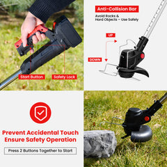 Cordless Weed Wacker Foldable 6in Trimmer & Brush Cutter for Yard & Lawn-4