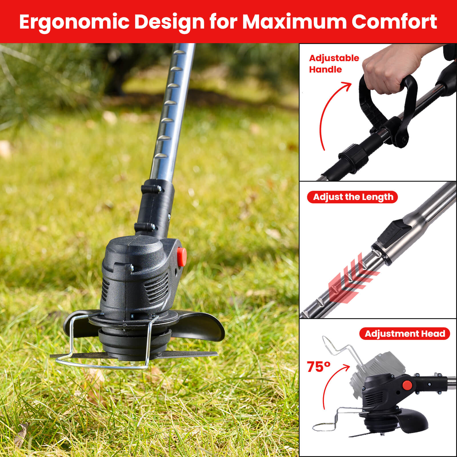 Cordless Weed Wacker Foldable 6in Trimmer & Brush Cutter for Yard & Lawn-5