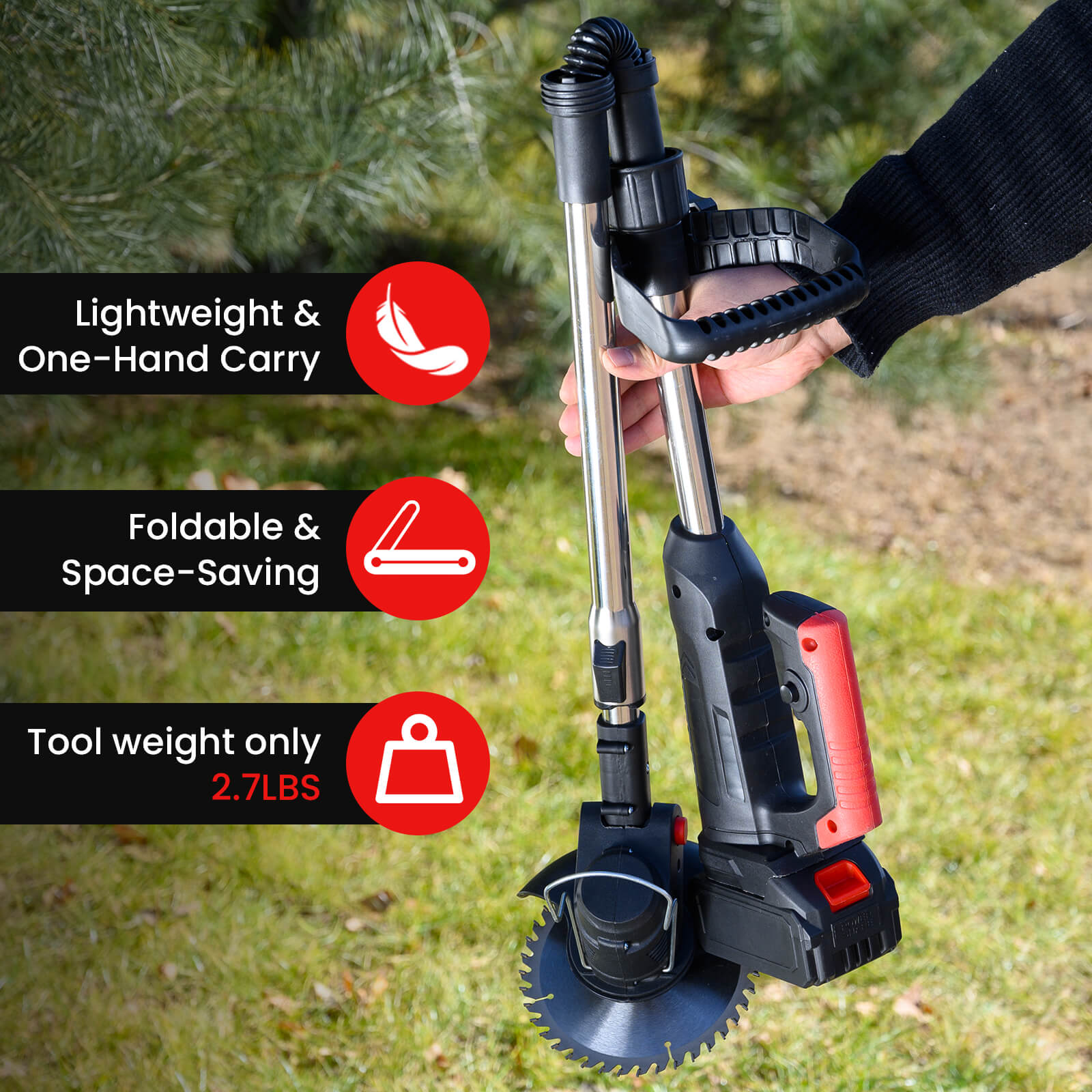 Cordless Weed Wacker Foldable 6in Trimmer & Brush Cutter for Yard & Lawn-6