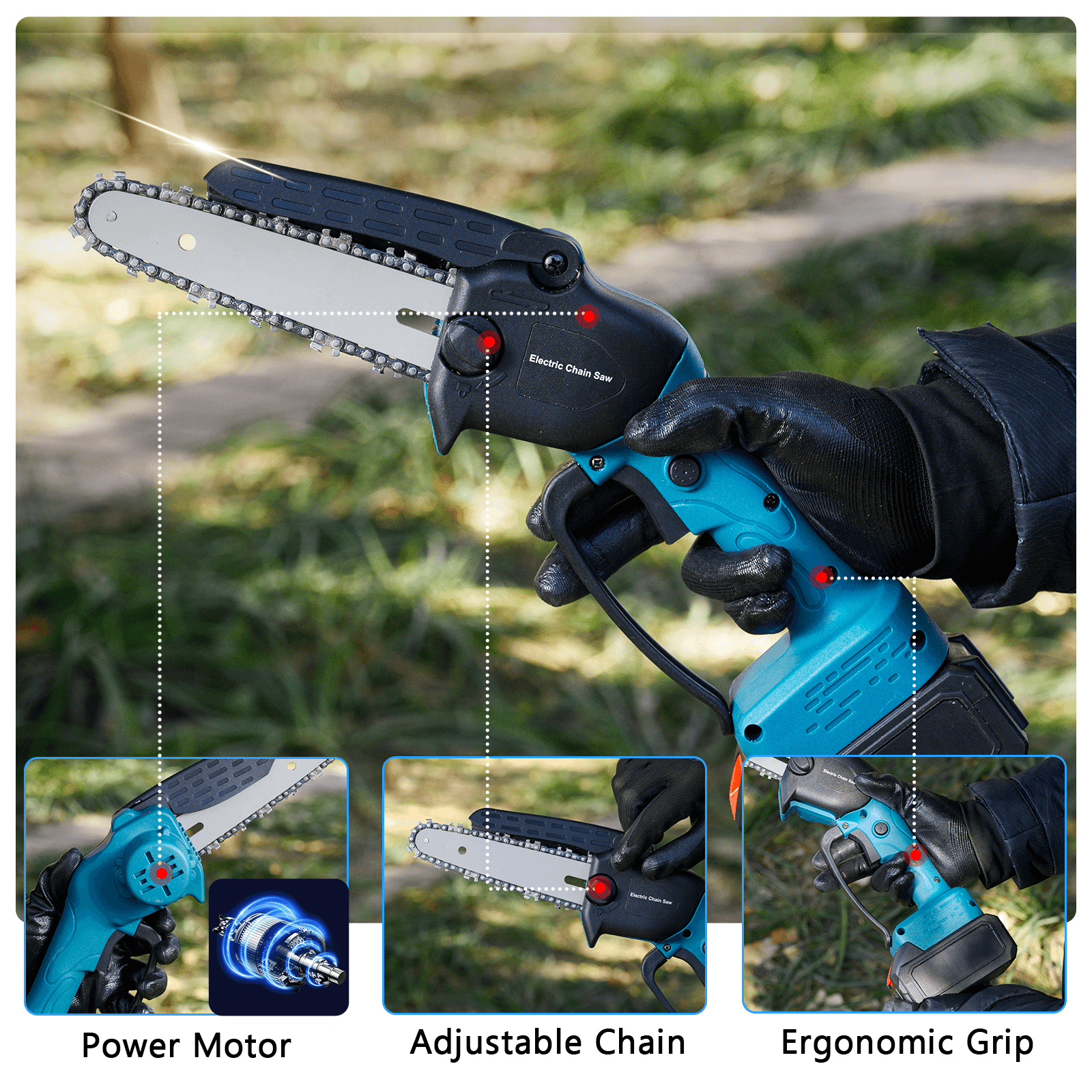 Durable 6-Inch Mini Chainsaw with Brushless Motor for Tough Cuts-5