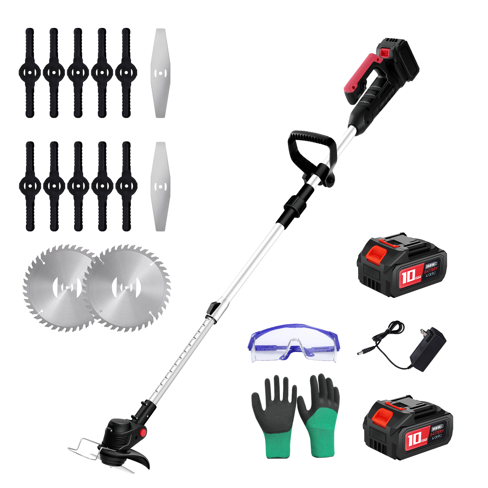 Foldable Weed Wacker 6" Electric Cordless Trimmer 2*21V 3.0Ah Batteries-1