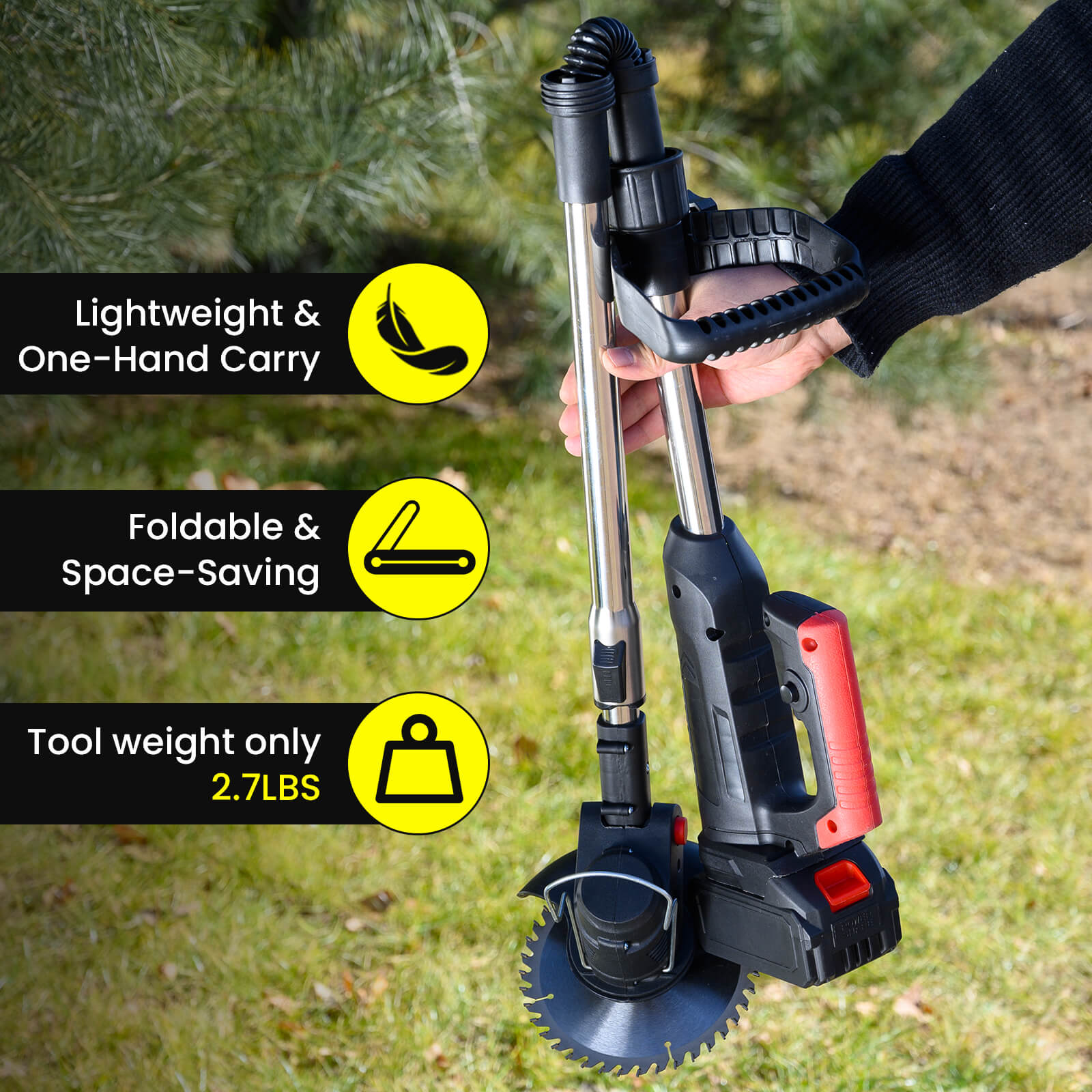 Foldable Weed Wacker 6" Electric Cordless Trimmer 2*21V 3.0Ah Batteries-2