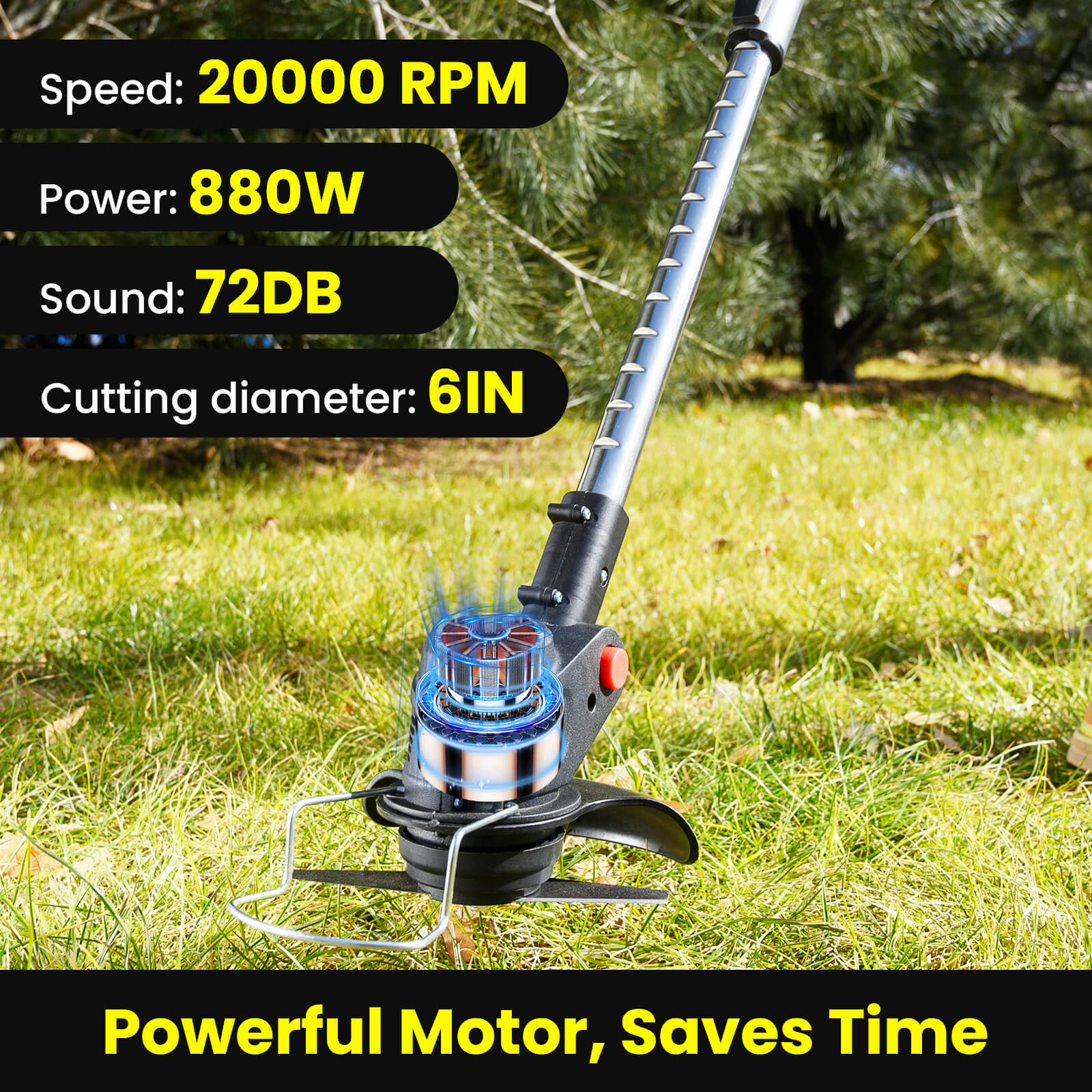 Foldable Weed Wacker 6" Electric Cordless Trimmer 2*21V 3.0Ah Batteries-3