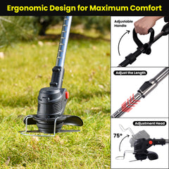 Foldable Weed Wacker 6" Electric Cordless Trimmer 2*21V 3.0Ah Batteries-4