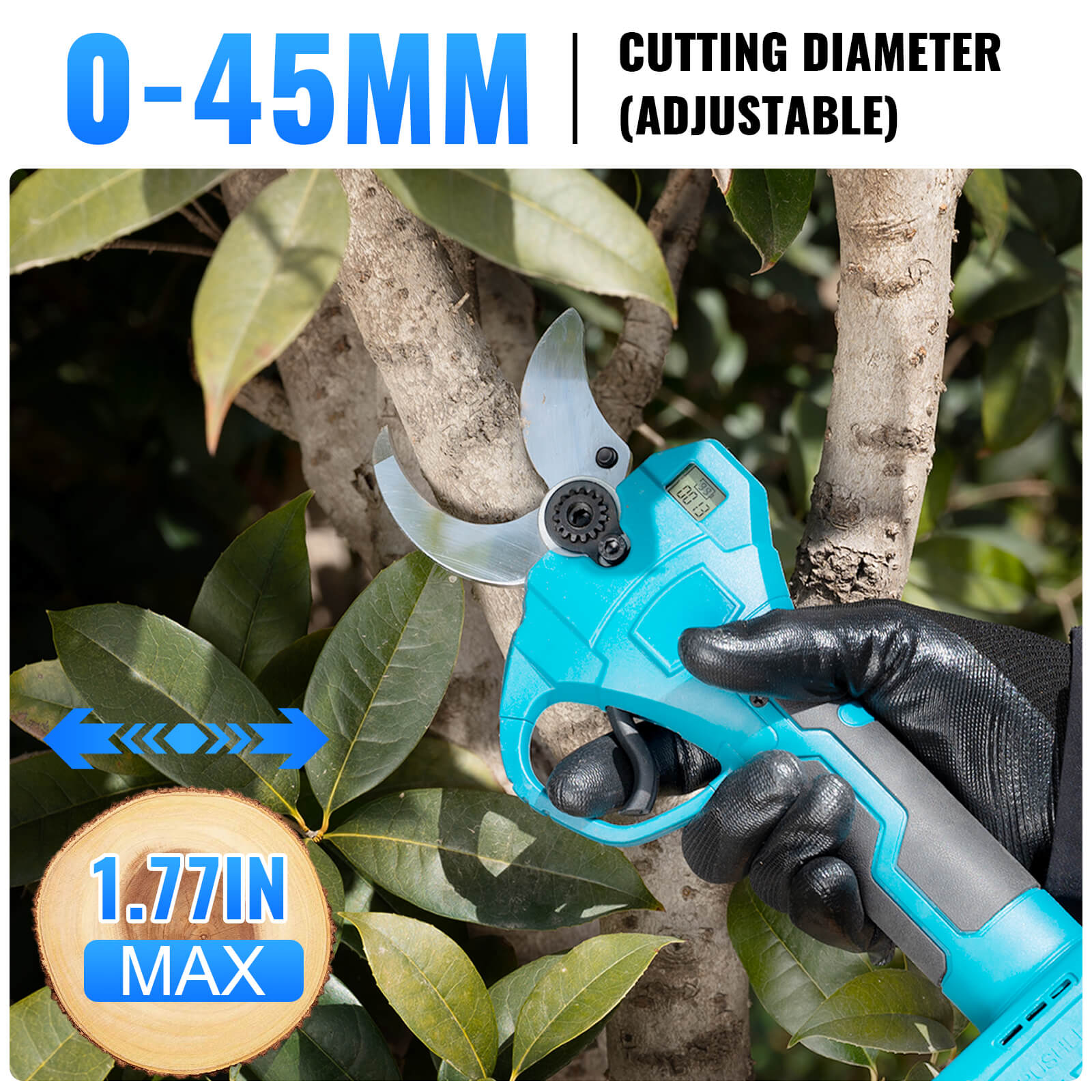 Lightweight 1.77″(45mm) Cordless Electric Pruning Shears Easy-to-Use for Women & Seniors-4