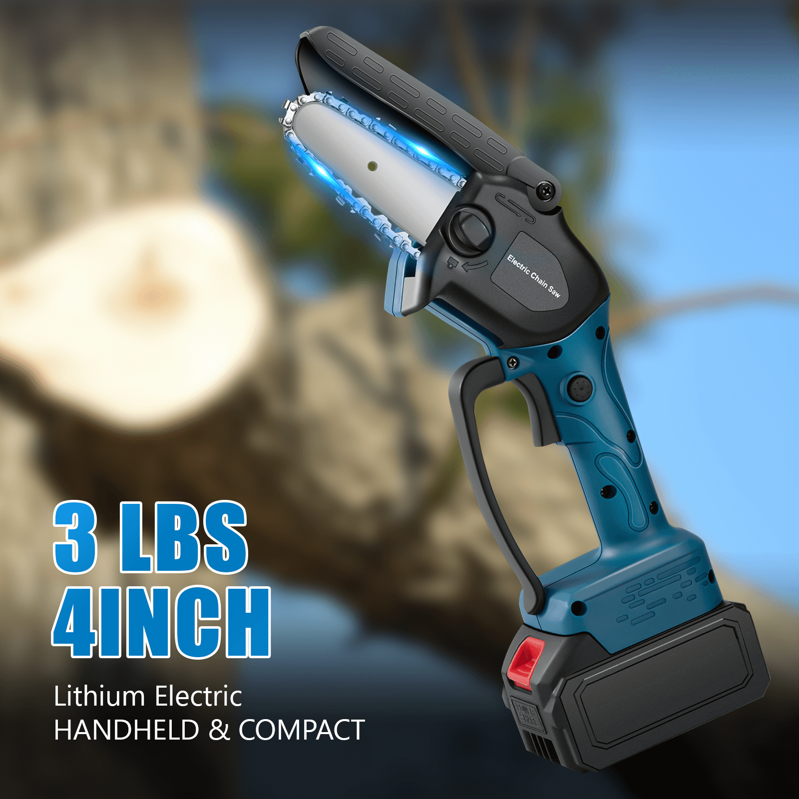 Lightweight 4in Cordless Mini Chainsaw Easy-to-Use Brushless Saw for Women & Seniors-3