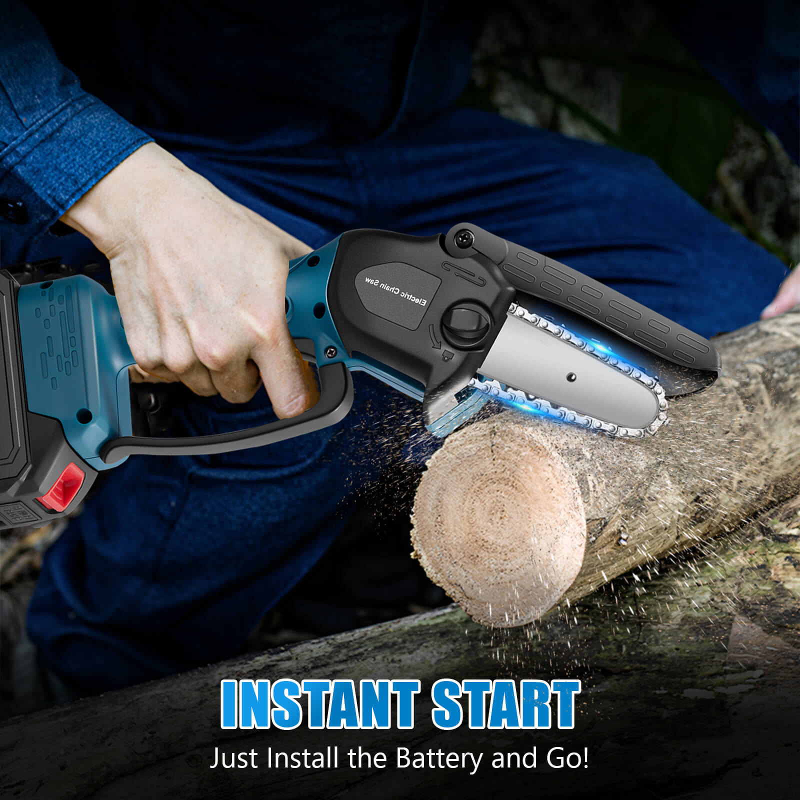 Lightweight 4in Cordless Mini Chainsaw Easy-to-Use Brushless Saw for Women & Seniors-6