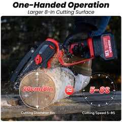 Lightweight 8" Cordless Mini Chainsaw Easy to Use for Women & Seniors-2