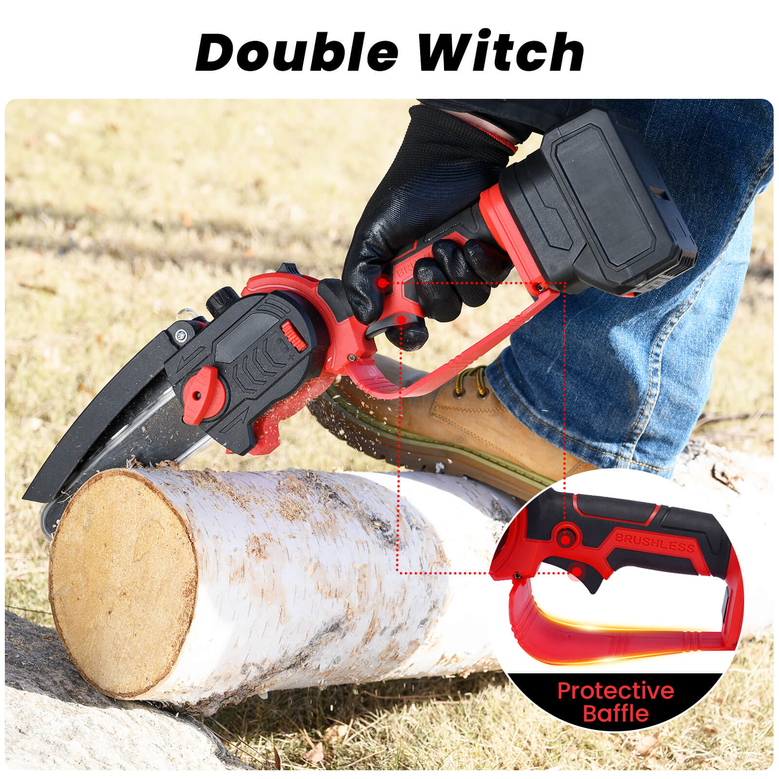 Lightweight 8" Cordless Mini Chainsaw Easy to Use for Women & Seniors-4