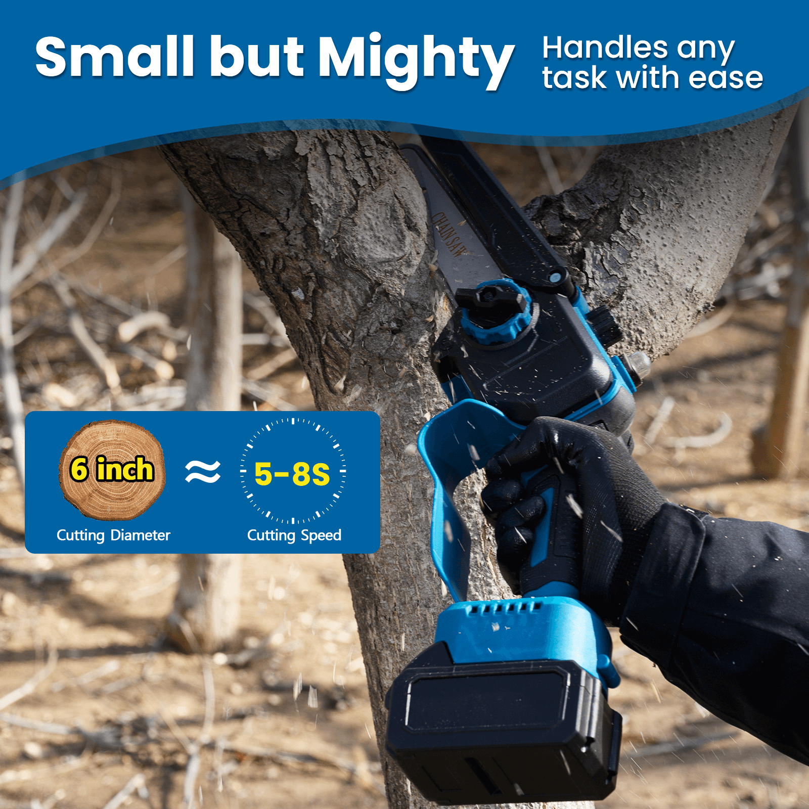 Lightweight Brushless Cordless Mini Chainsaw Easy-to-Use Brushless with Auto Oiler for Women & Seniors-5