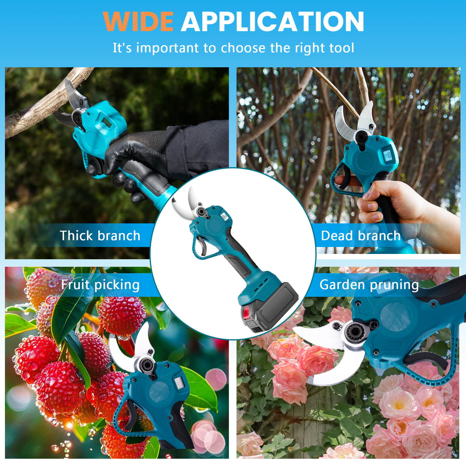 Lightweight Cordless 1.37″(35mm)  Pruning Shears – Easy-to-Use Electric Clippers for Women & Seniors-3