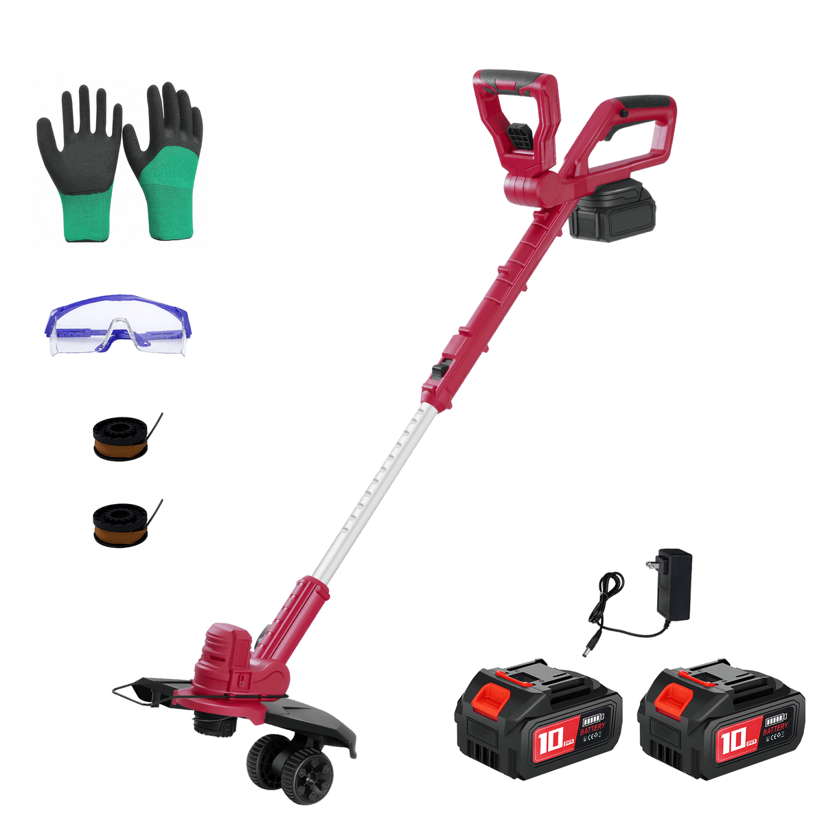 Lightweight Lawn Tool Cordless String & Edger Trimmer with Support Wheels-1