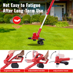 Lightweight Lawn Tool Cordless String & Edger Trimmer with Support Wheels-3