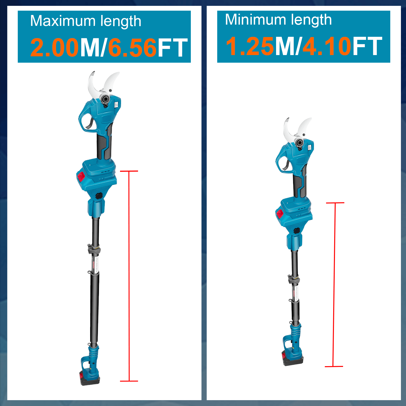 Max 6FT Extendable Pole Kit with 6” Cordless Mini Chainsaw & Electric Pruning Shears Limb Branch Cutter Pruner-4