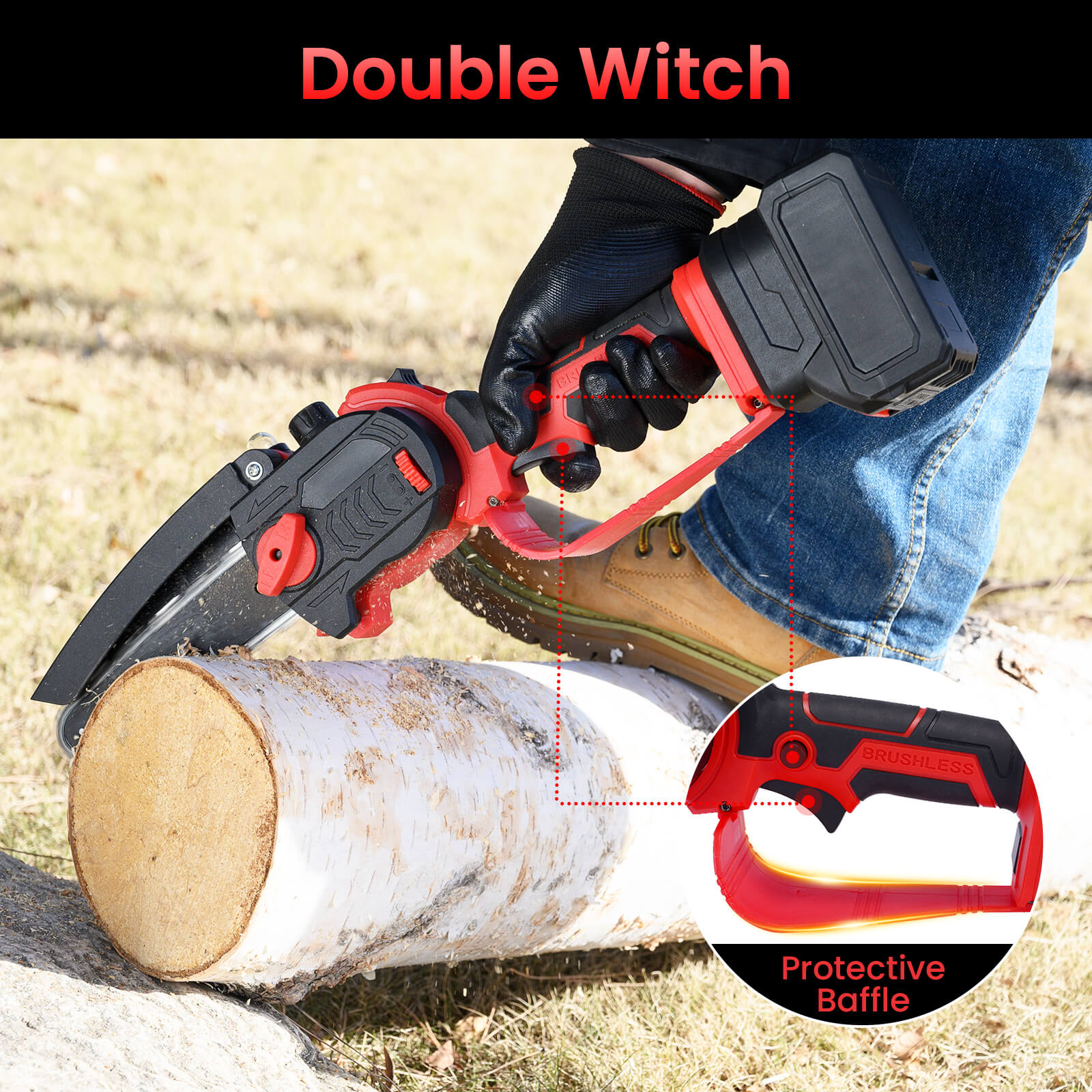 Mini Chainsaw 8" Cordless Brushless with Auto Oiler 4.0Ah Battery Powered for DIY & Landscaping-2