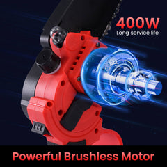 Mini Chainsaw 8" Cordless Brushless with Auto Oiler 4.0Ah Battery Powered for DIY & Landscaping-3