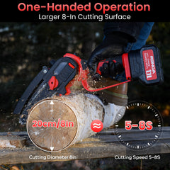 Mini Chainsaw 8" Cordless Brushless with Auto Oiler 4.0Ah Battery Powered for DIY & Landscaping-4