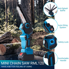 6 In & 8 In Mini Chainsaw Auto Oiler Reindeer RML120