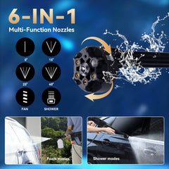 Portable Cordless Pressure Washer with 6-in-1 Nozzel Take Power Cleaning Anywhere-3