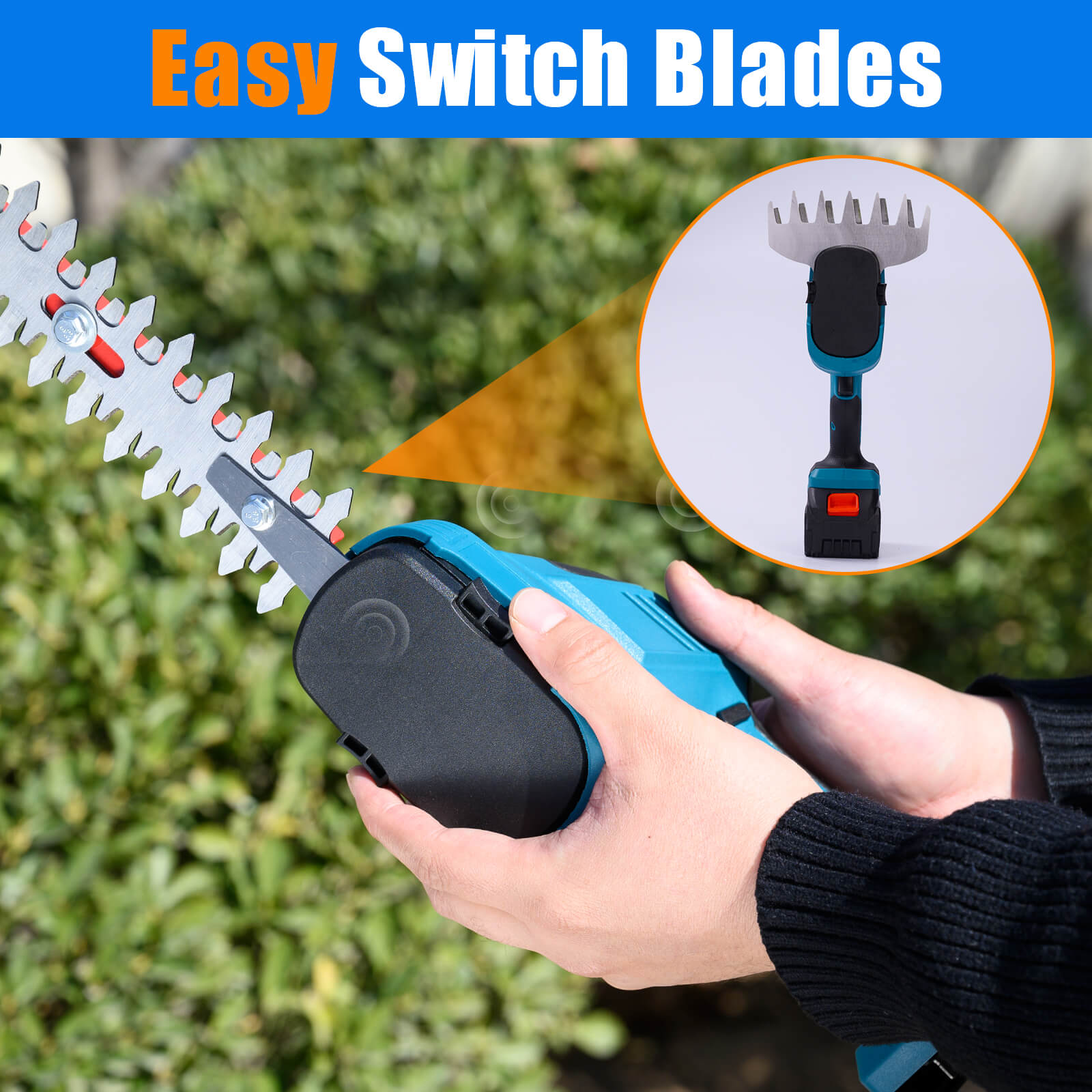 Reindeer 2-in-1 Cordless Hedge Trimmer for DIY Landscaping & Precision Cutting-6